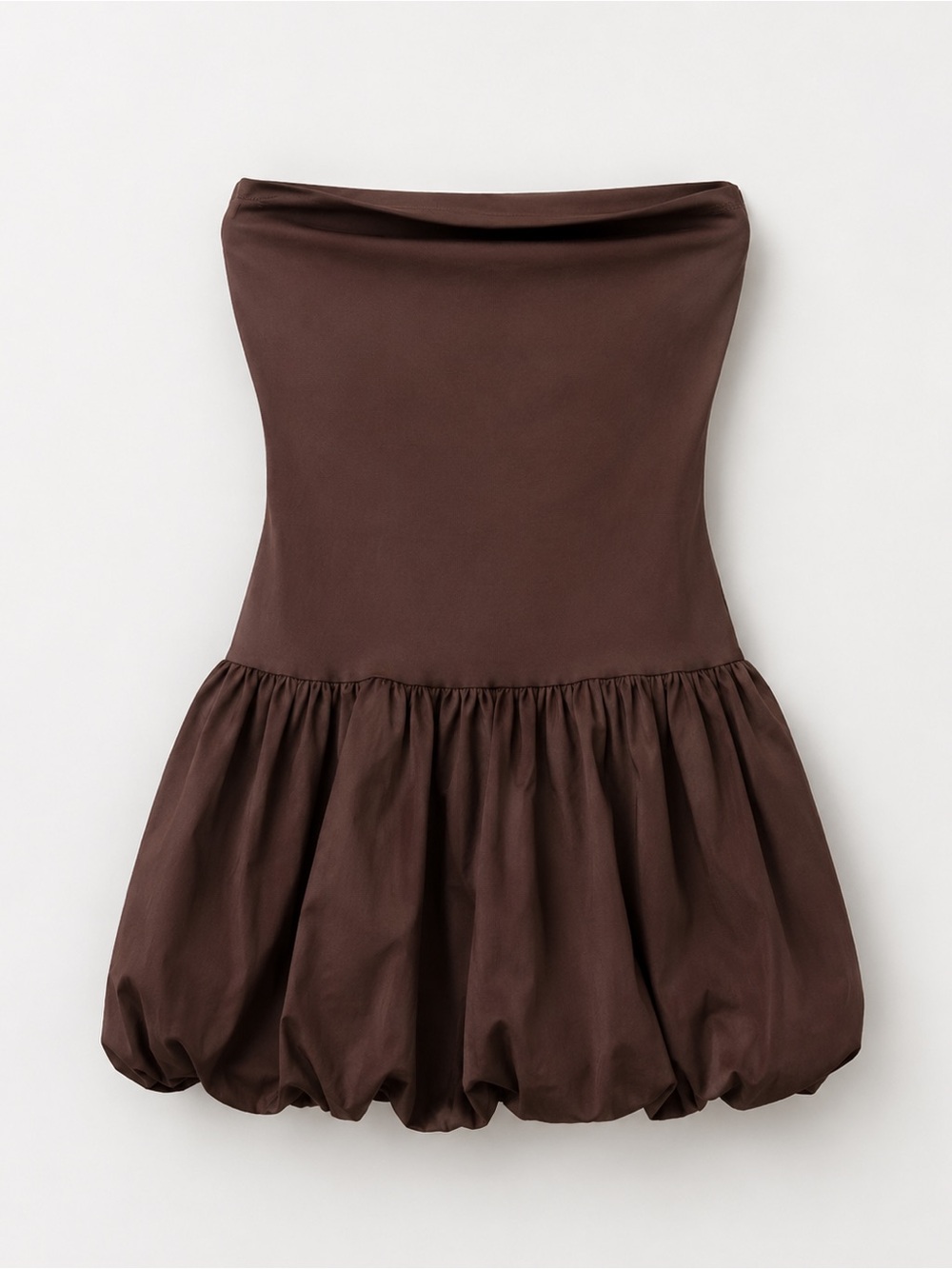 wild fable Brown Strapless Bubble Hem Dress